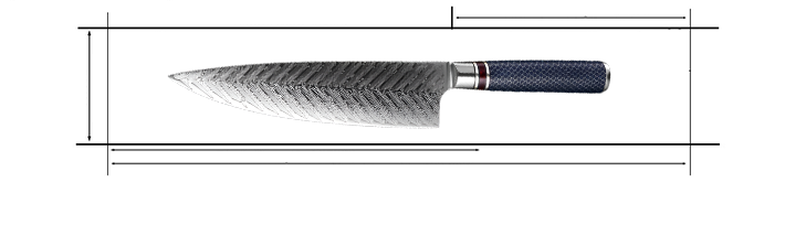 Elegant Damascus Steel 8 Inch Chef's Knife with Textured Blue Handle