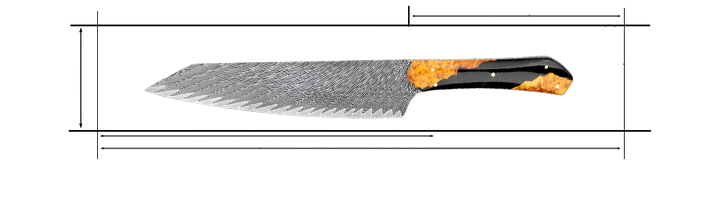 8 Inch Damascus Steel Blade with Stabilized Resin Wood Handle