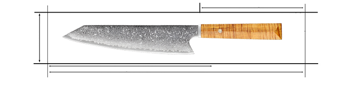 8 Inch Damascus Kiritsuke Knife With Premium Cedarwood Handle