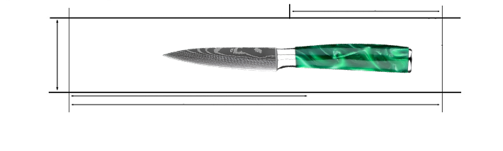 3.5 Inch Professional Paring Knife with Green Resin Handle