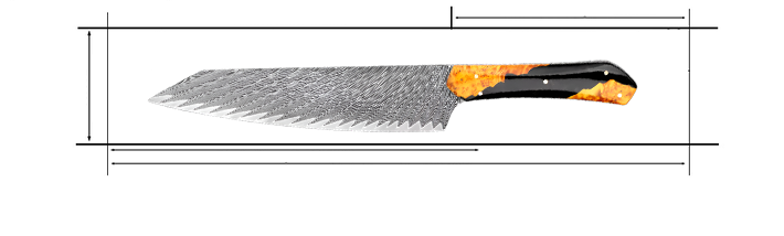 Damascus Steel 8 Inch Kiritsuke Knife With Full Tang Ergonomic Handle