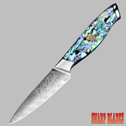 Damascus Steel 3.5 Inch paring knife with Shell Acrylic Resin Handle