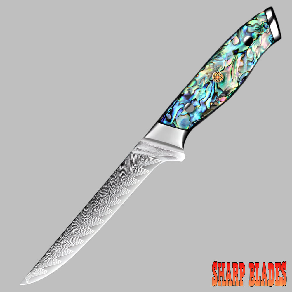 Damascus Steel 6 Inch boning knife with Shell Acrylic Resin Handle